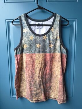 Akademiks Men's Star & Stripe Tank Top in Blue, Red & Yellow